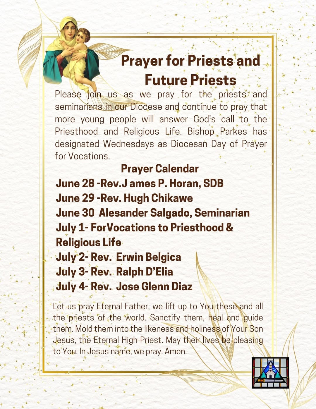 Prayer for Priests and Future Priests.