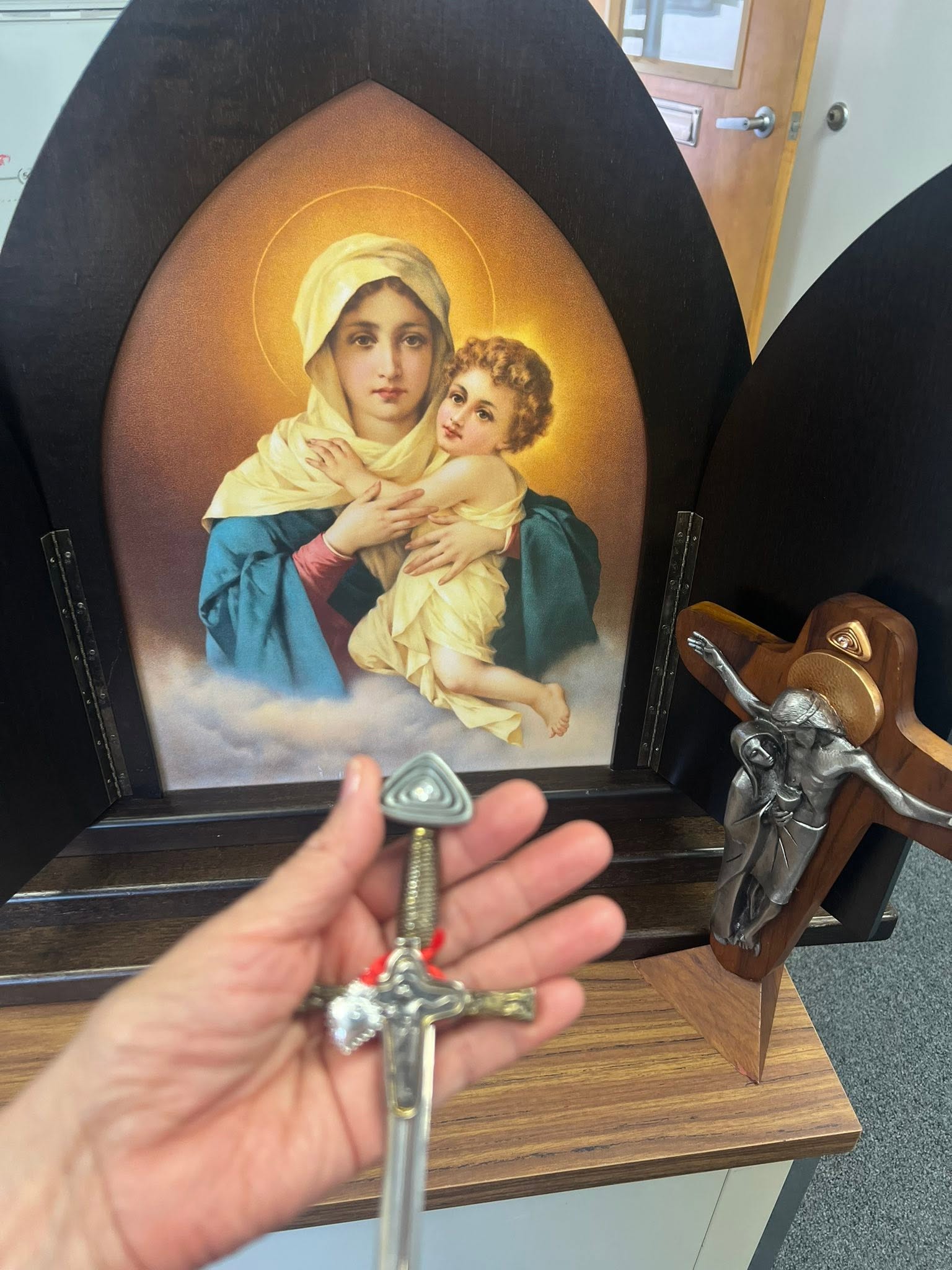 The Cross of New Unity visiting the future Wayside Shrine at Saint Rita Catholic