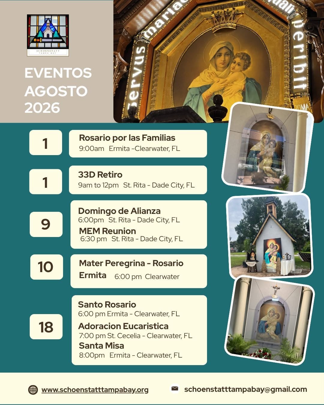 Dear Schoenstatt Tampa Bay family, we invite you to participate in the events fo