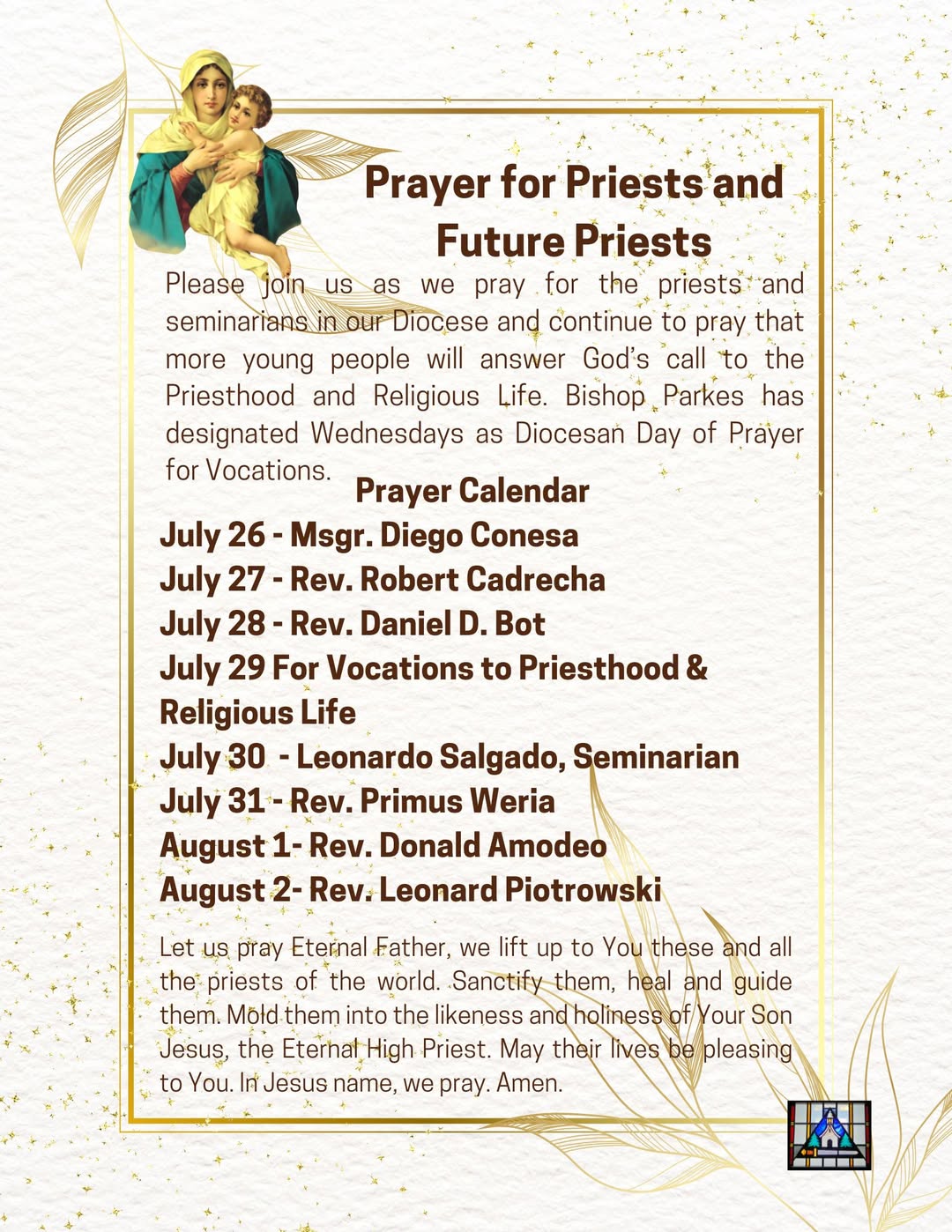 Prayer for Priests and Future Priests.