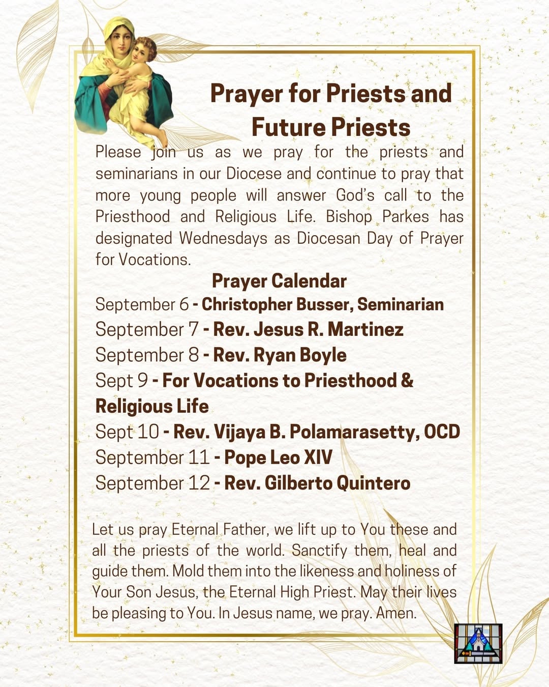 Prayer for Priests and Future Priests.
