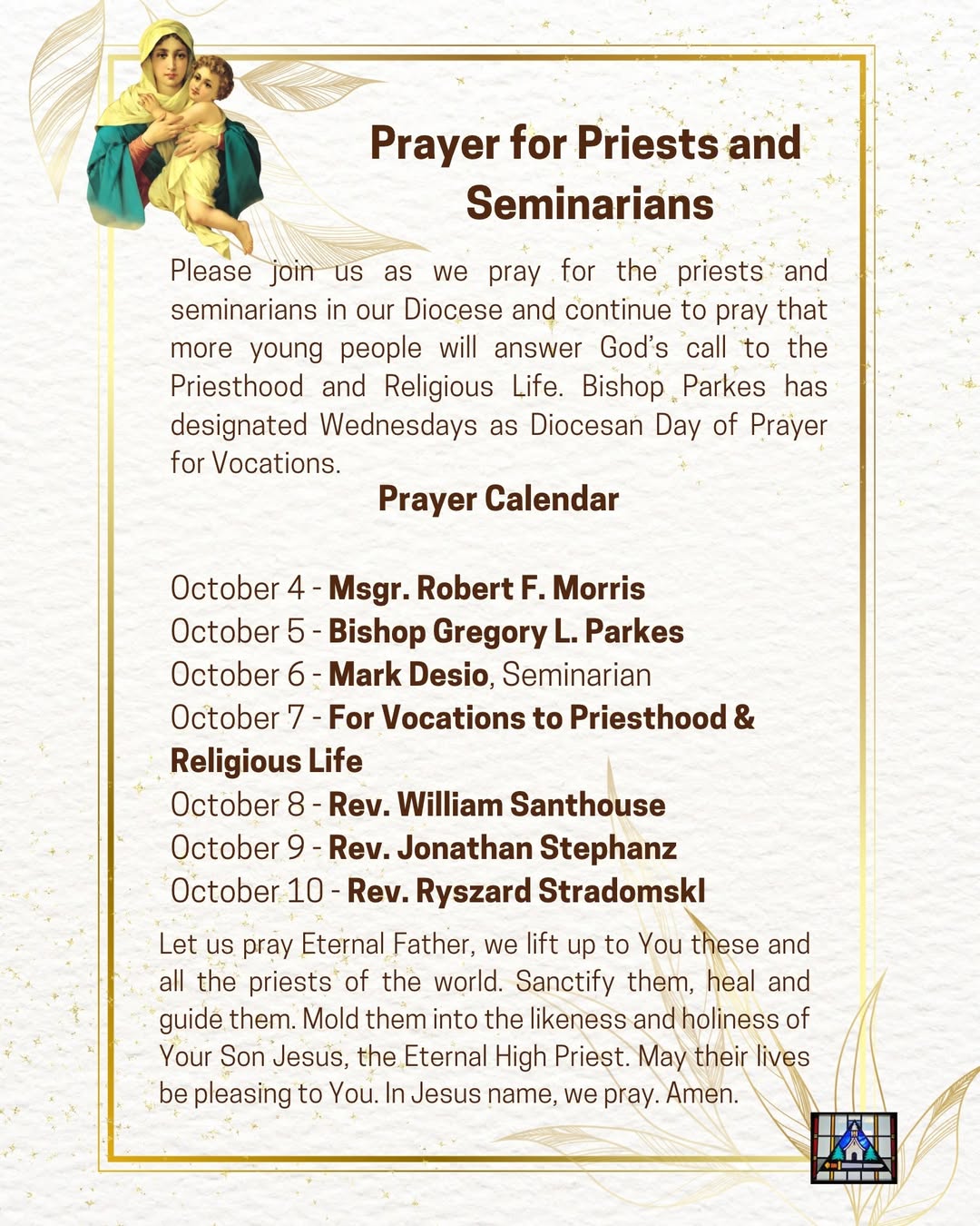 Prayer for Priests and Seminarians.